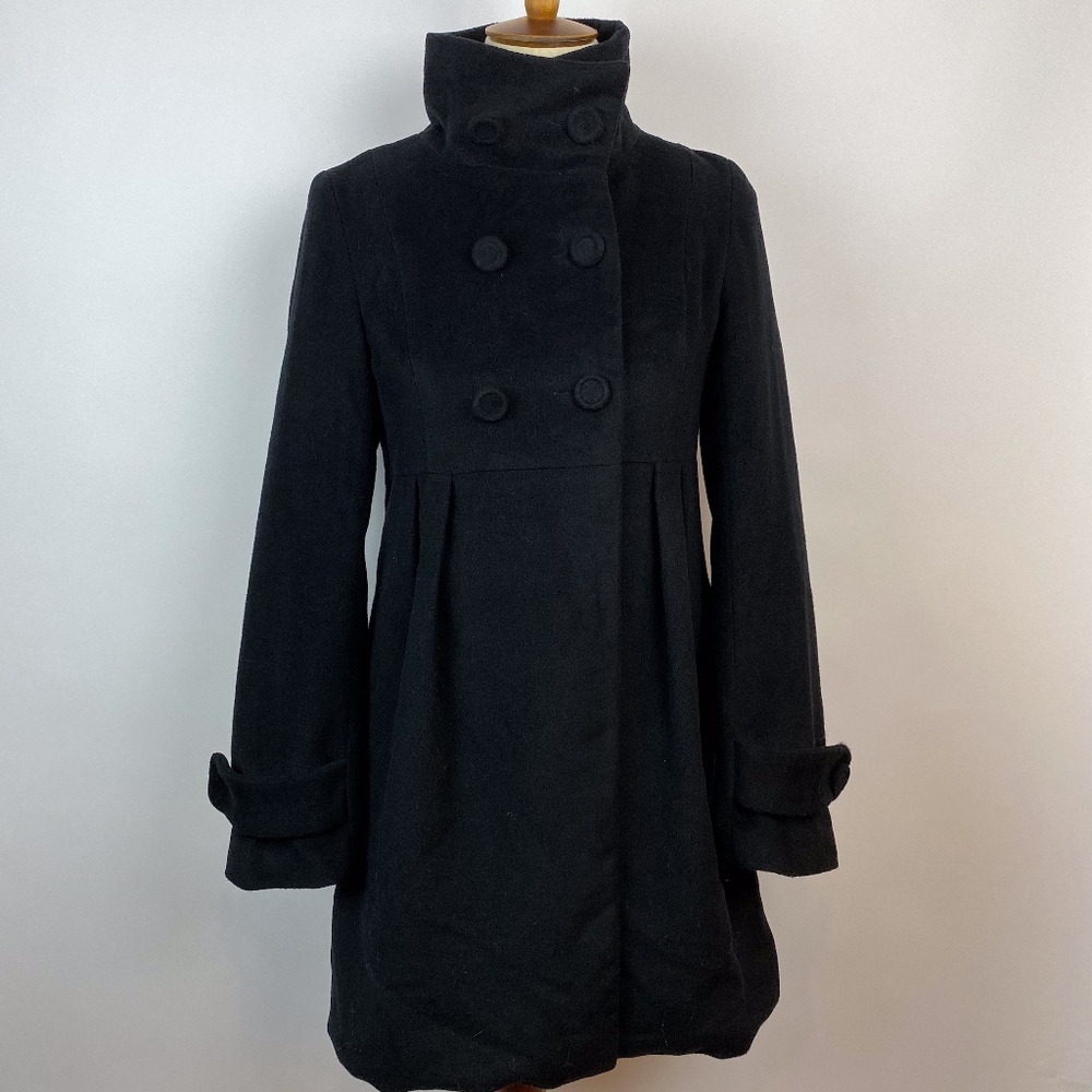 Anthro Emmelee Short Dress Coat Black size Medium